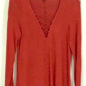 Burnt orange open front express dress